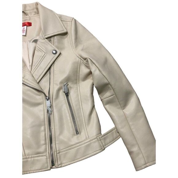 Aqua Girl Autumn Pu Faux Leather Motorcycle Zipper Jacket Girl's Size L - Picture 3 of 7